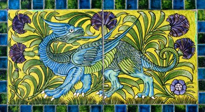 Tile with Dragon Design by William de Morgan